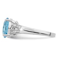Sterling Silver Rhodium Diam. & Sky Blue Topaz Ring view 4