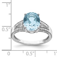 Sterling Silver Rhodium Diam. & Sky Blue Topaz Ring view 3