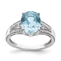 Sterling Silver Rhodium Diam. & Sky Blue Topaz Ring view 1