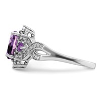 Sterling Silver Rhodium-plated Diamond & Oval Amethyst Ring view 4
