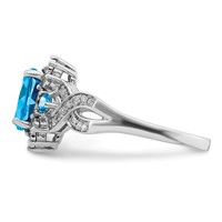 Sterling Silver Rhodium Diam. & Blue Topaz Ring view 4