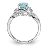 Sterling Silver Rhodium Diam. & Sky Blue Topaz Ring view 2