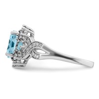 Sterling Silver Rhodium Diam. & Sky Blue Topaz Ring view 4
