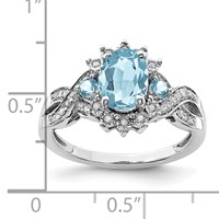Sterling Silver Rhodium Diam. & Sky Blue Topaz Ring view 3