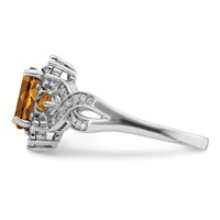 Sterling Silver Rhodium Diam. & Whiskey Quartz Ring view 4