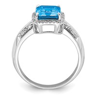 Sterling Silver Rhodium Blue Topaz & Diam. Ring view 2