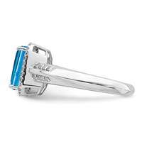 Sterling Silver Rhodium Blue Topaz & Diam. Ring view 4
