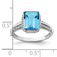 Sterling Silver Rhodium Blue Topaz & Diam. Ring view 3