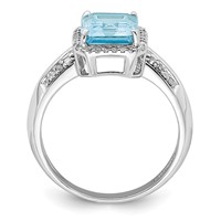 Sterling Silver Rhodium Diam. & Sky Blue Topaz Ring view 2