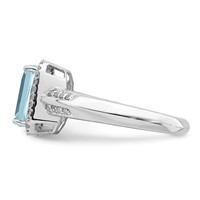 Sterling Silver Rhodium Diam. & Sky Blue Topaz Ring view 4
