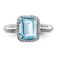 Sterling Silver Rhodium Diam. & Sky Blue Topaz Ring view 5