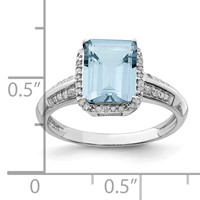 Sterling Silver Rhodium Diam. & Sky Blue Topaz Ring view 3