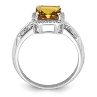 Sterling Silver Rhodium Diam. & Whiskey Quartz Ring view 2