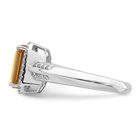 Sterling Silver Rhodium Diam. & Whiskey Quartz Ring view 4