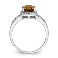 Sterling Silver Rhodium Diam. & Whiskey Quartz Ring view 2