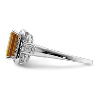 Sterling Silver Rhodium Diam. & Whiskey Quartz Ring view 4