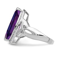 Sterling Silver Rhodium-plated Amethyst & Diamond Ring view 3