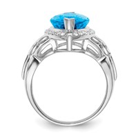Sterling Silver Rhodium Blue Topaz & Diam. Ring view 2