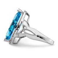 Sterling Silver Rhodium Blue Topaz & Diam. Ring view 3