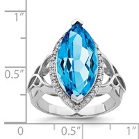 Sterling Silver Rhodium Blue Topaz & Diam. Ring view 4