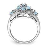 Sterling Silver Rhodium Diam. & Light Swiss Blue Topaz Ring view 2