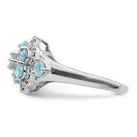 Sterling Silver Rhodium Diam. & Light Swiss Blue Topaz Ring view 4
