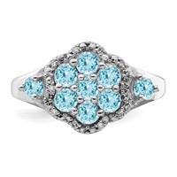 Sterling Silver Rhodium Diam. & Light Swiss Blue Topaz Ring view 5