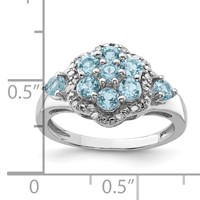 Sterling Silver Rhodium Diam. & Light Swiss Blue Topaz Ring view 3