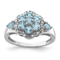 Sterling Silver Rhodium Diam. & Light Swiss Blue Topaz Ring view 1