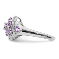 Sterling Silver Rhodium Diam. & Pink Quartz Ring view 3