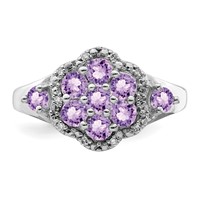 Sterling Silver Rhodium Diam. & Pink Quartz Ring view 5