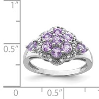 Sterling Silver Rhodium Diam. & Pink Quartz Ring view 4