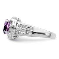 Sterling Silver Rhodium-plated Amethyst & Diamond Ring view 4