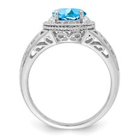 Sterling Silver Rhodium Blue Topaz & Diam. Ring view 2