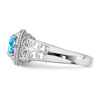 Sterling Silver Rhodium Blue Topaz & Diam. Ring view 3