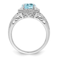 Sterling Silver Rhodium Diam. & Sky Blue Topaz Ring view 2