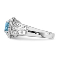 Sterling Silver Rhodium Diam. & Sky Blue Topaz Ring view 4