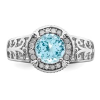 Sterling Silver Rhodium Diam. & Sky Blue Topaz Ring view 5