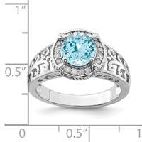Sterling Silver Rhodium Diam. & Sky Blue Topaz Ring view 3