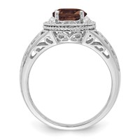 Sterling Silver Rhodium Diam. & Smoky Quartz Ring view 2