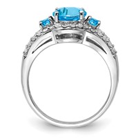 Sterling Silver Rhodium Blue Topaz & Diam. Ring view 2