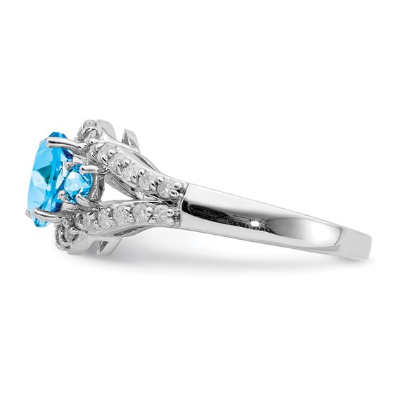 Sterling Silver Rhodium Blue Topaz & Diam. Ring
