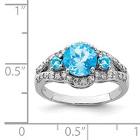 Sterling Silver Rhodium Blue Topaz & Diam. Ring view 3