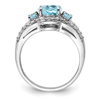 Sterling Silver Rhodium Diam. & Sky Blue Topaz Ring view 2