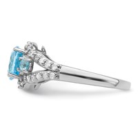 Sterling Silver Rhodium Diam. & Sky Blue Topaz Ring view 4