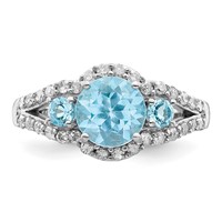 Sterling Silver Rhodium Diam. & Sky Blue Topaz Ring view 5
