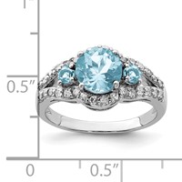 Sterling Silver Rhodium Diam. & Sky Blue Topaz Ring view 3