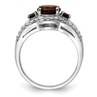 Sterling Silver Rhodium Diam. & Smoky Quartz Ring view 2