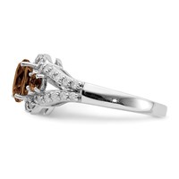 Sterling Silver Rhodium Diam. & Smoky Quartz Ring view 4