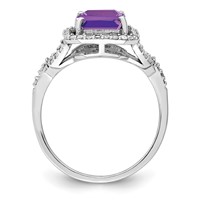 Sterling Silver Rhodium-plated Amethyst & Diamond Ring view 2